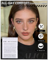 ALICE Natural Short Lash Clusters 8-12mm clear-band packaging shown for beginners