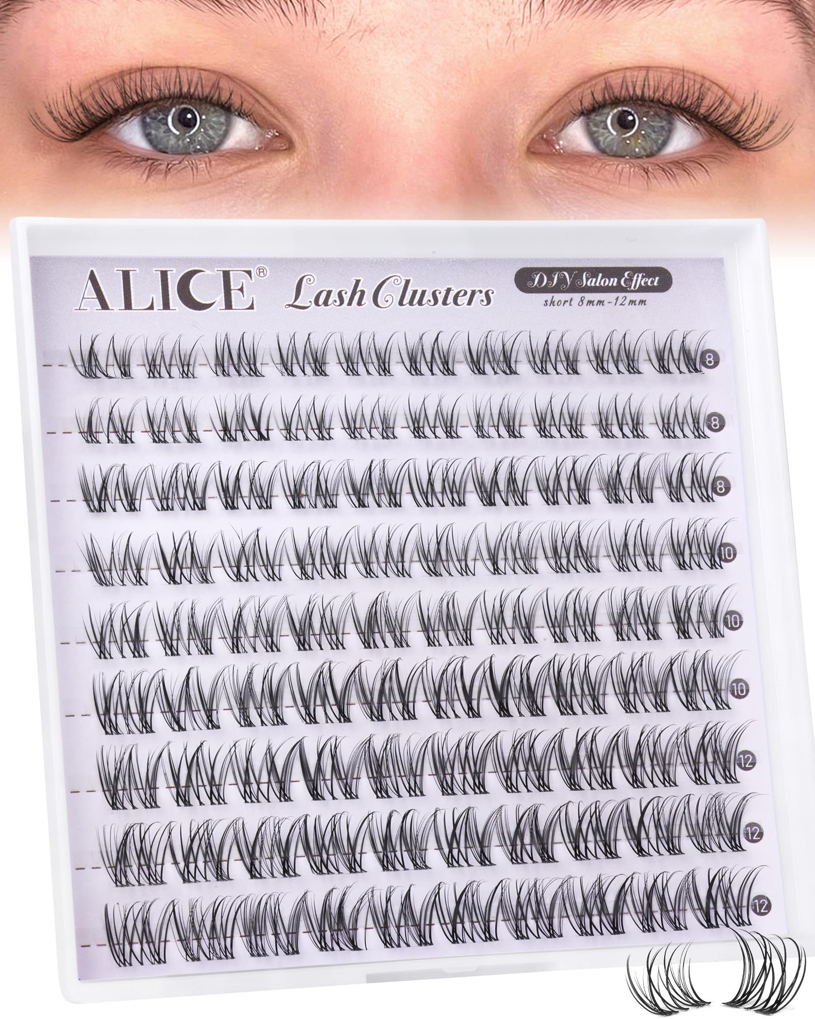 ALICE natural lash clusters with invisible band for seamless daily look.