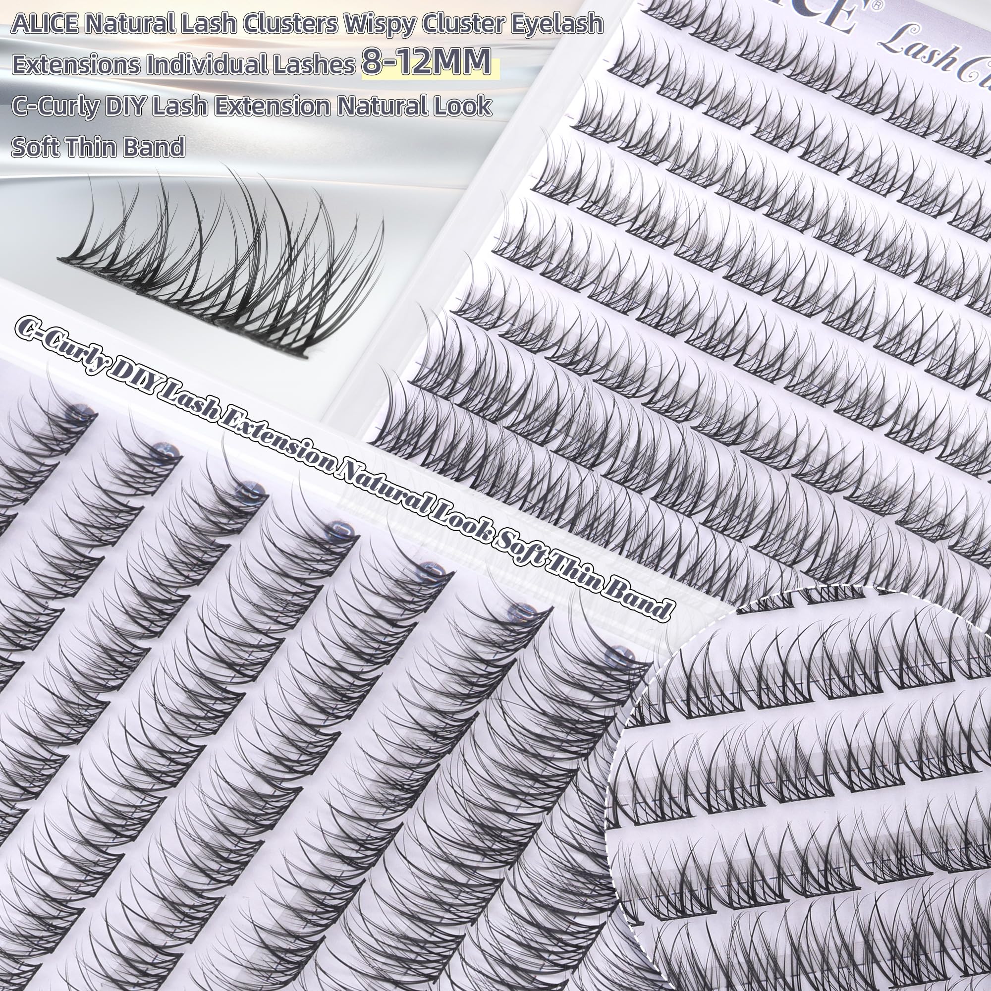 ALICE no-gap lash clusters fill gaps for a seamless, fuller lash line.