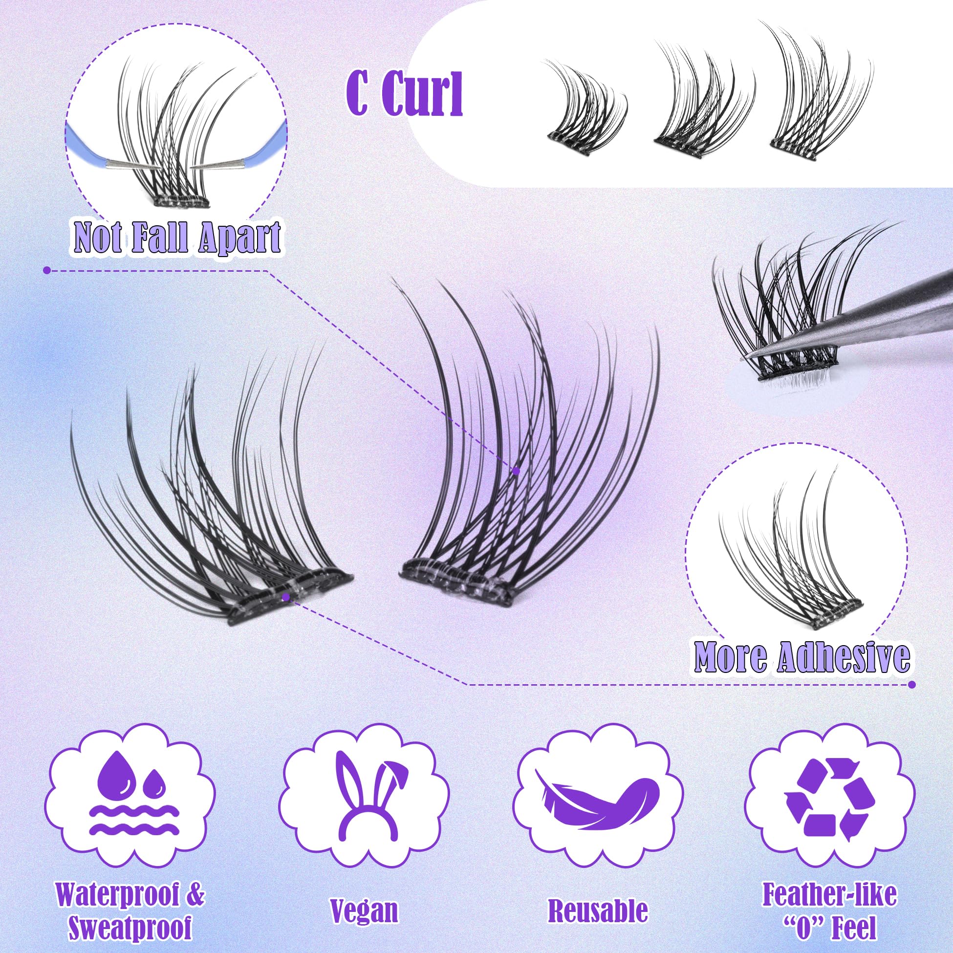 ALICE lashes with tweezers for precise application