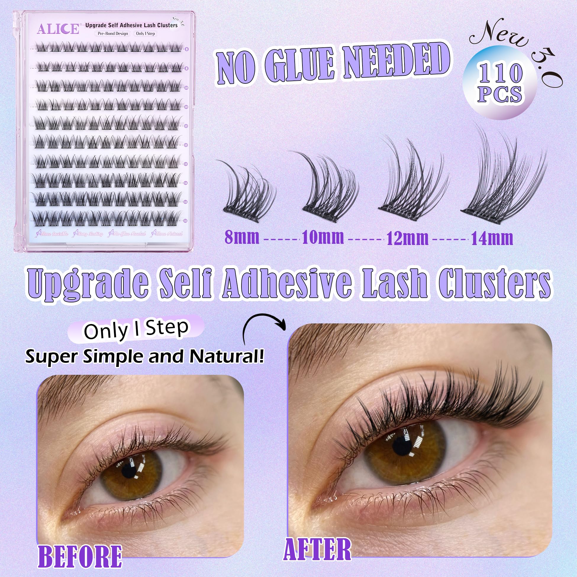 ALICE wispy cluster lashes press-on without glue for quick styling