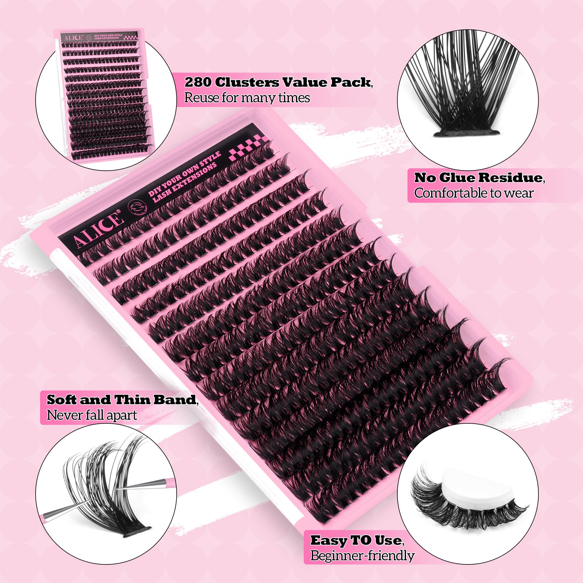 ALICE cluster lashes for volume and natural look without heavy mascara.