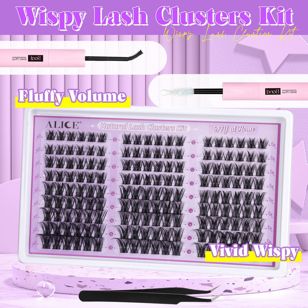 ALICE Wispy Lash Clusters Kit application tweezers ready for at-home styling