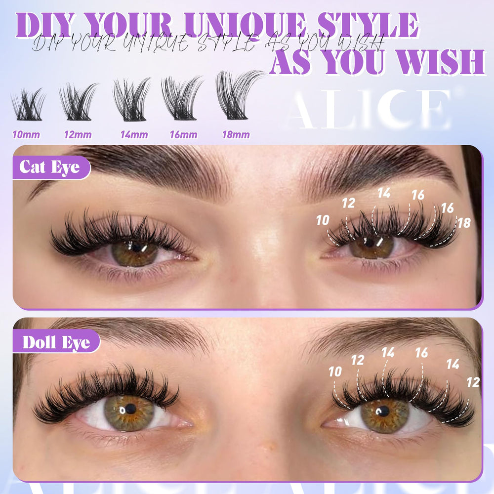 ALICE Wispy Lash Clusters Kit bond glue close-up highlights long-lasting hold