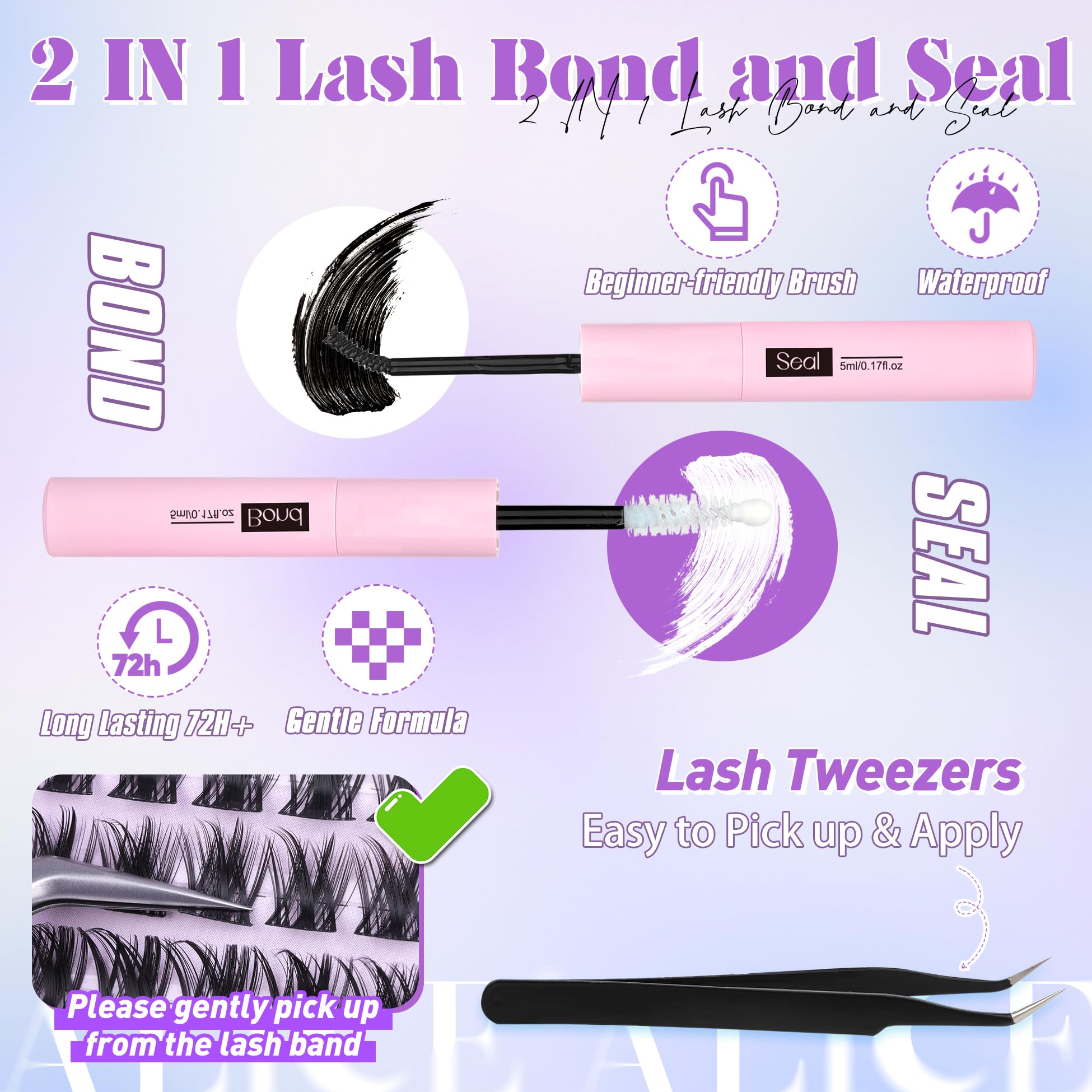 ALICE Wispy Lash Clusters Kit seal close-up shows protective seal for extended wear