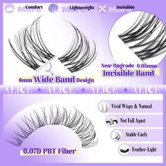 ALICE Wispy Lash Clusters in 8-16 mm lengths enable DIY natural volume with mixed-length clusters.