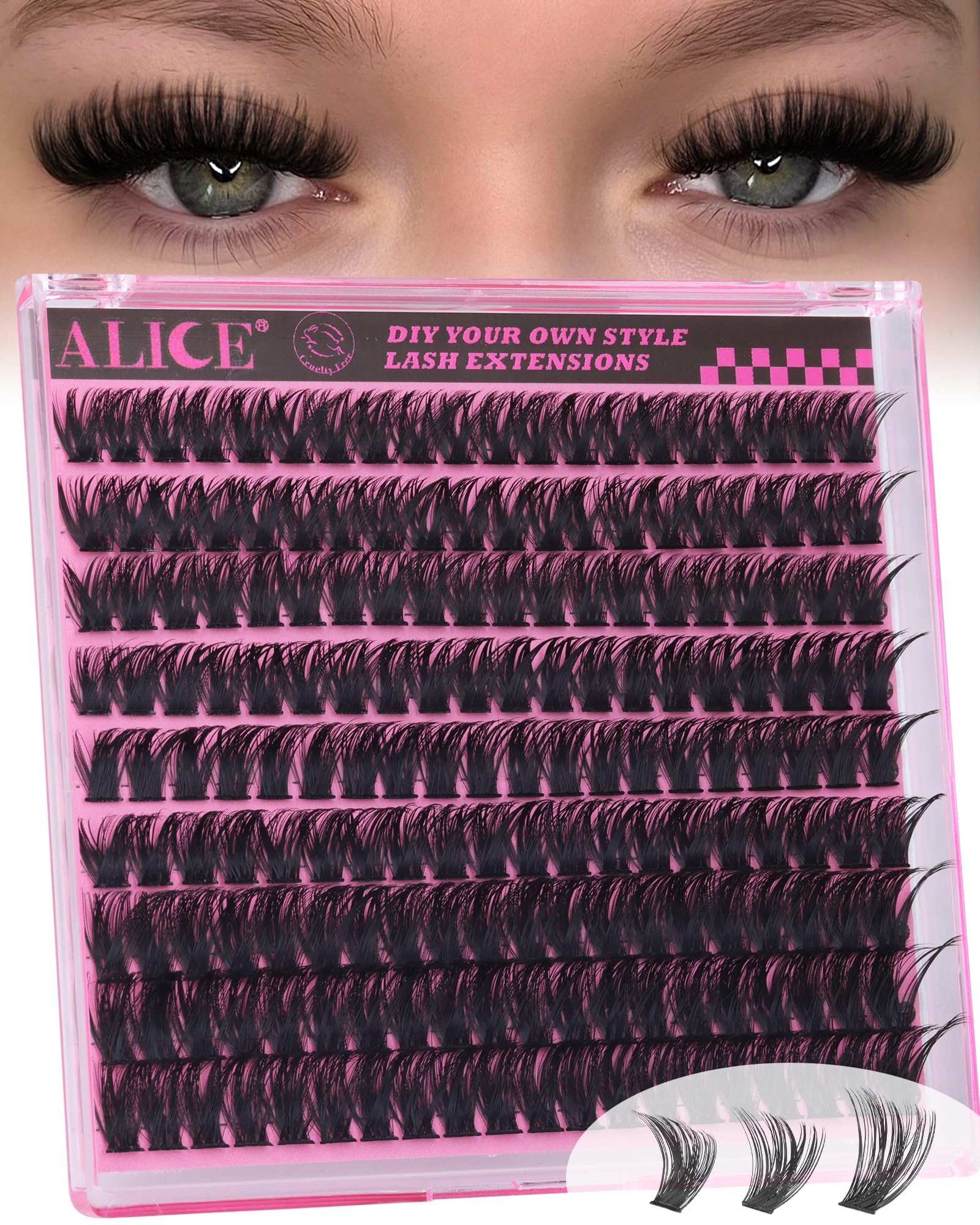 ALICE Wispy Lash Clusters pack 180pcs for versatile at-home looks.