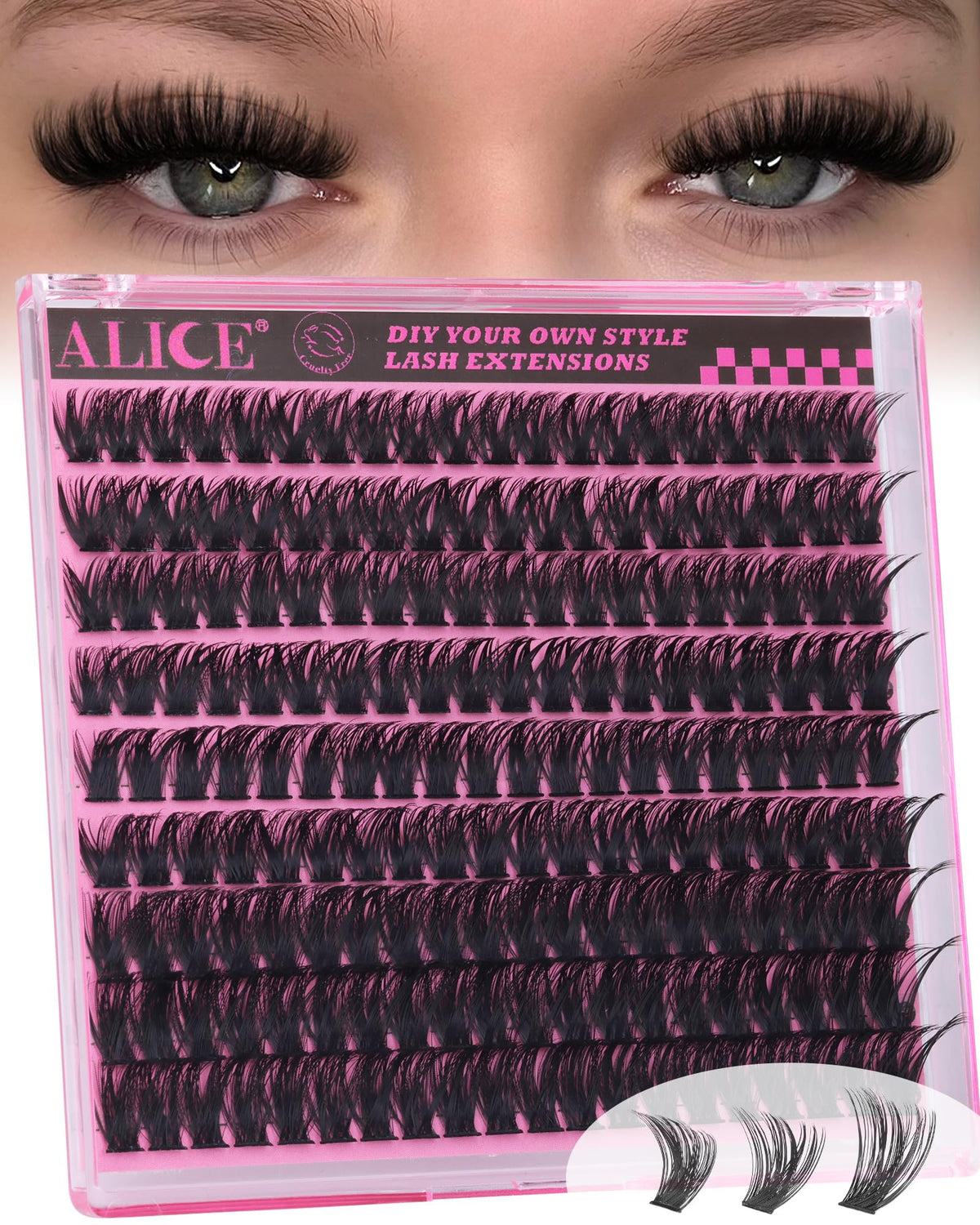 ALICE Wispy Lash Clusters pack 180pcs for versatile at-home looks.