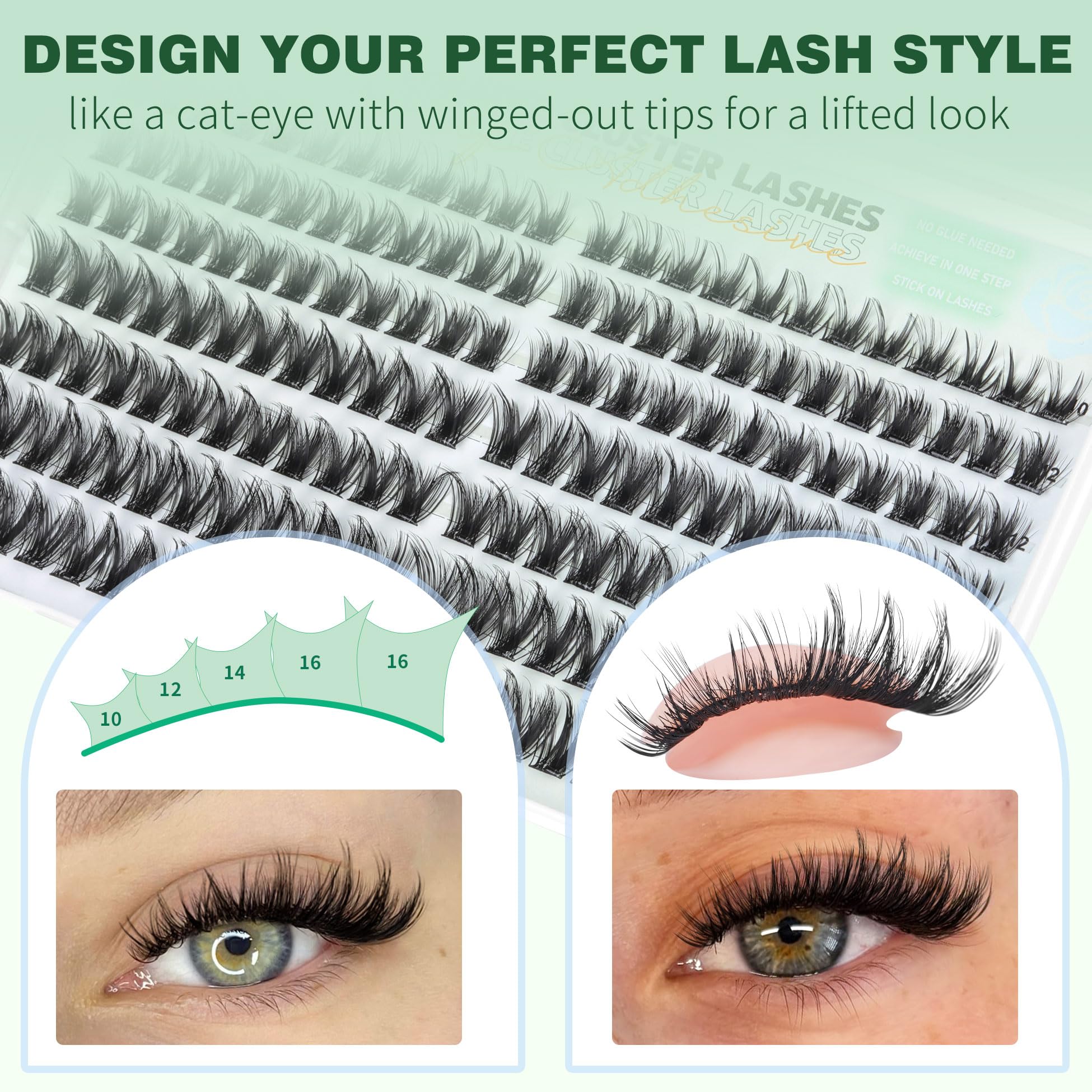 ALICROWN HAIR 168pcs lash cluster set with four lengths for versatile looks.