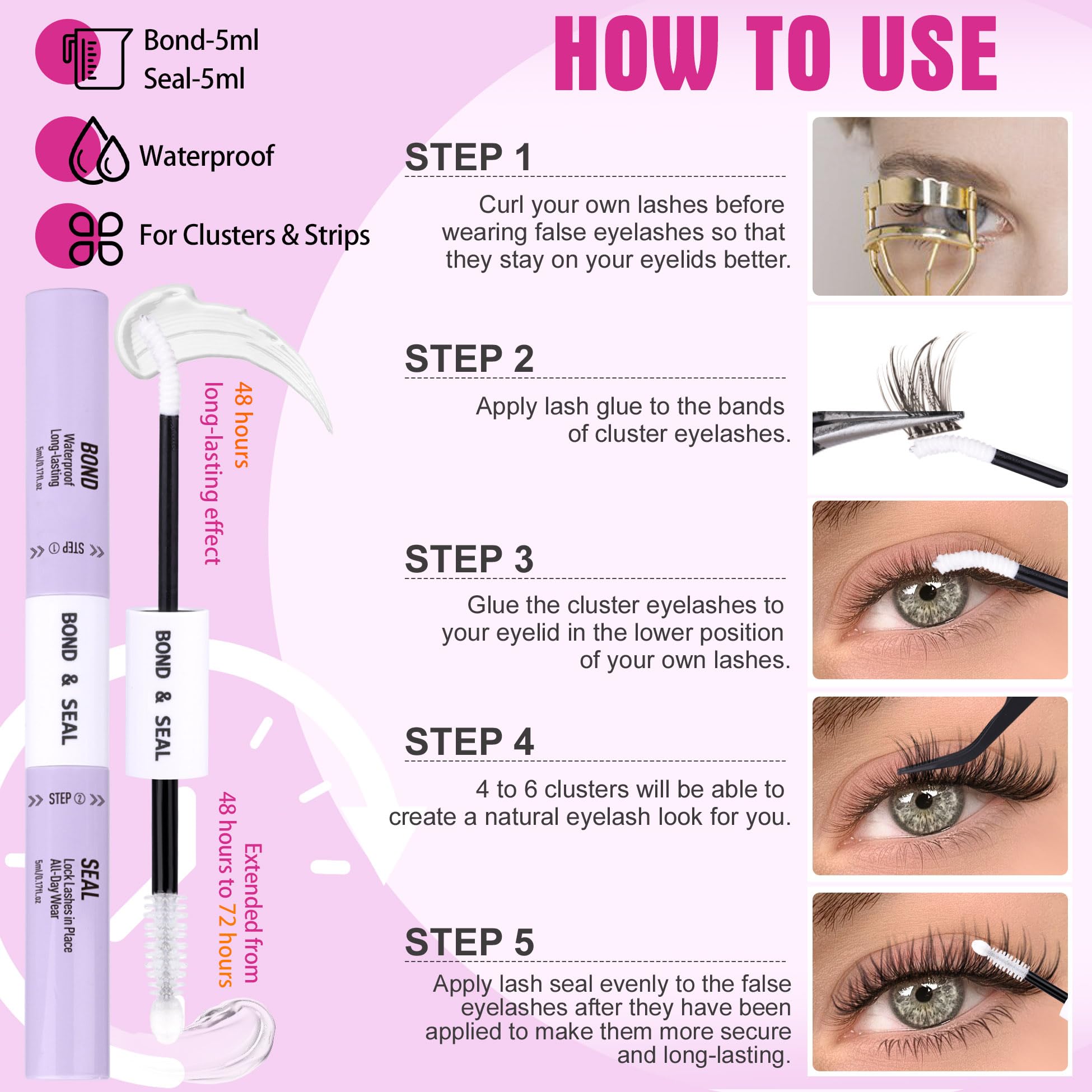ALICROWN HAIR two-in-one lash bond and seal for simple DIY setting.