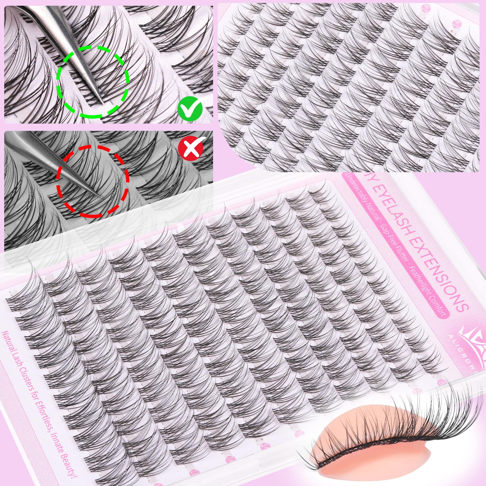 ALICROWN HAIR clear-band lashes create a near-natural appearance.