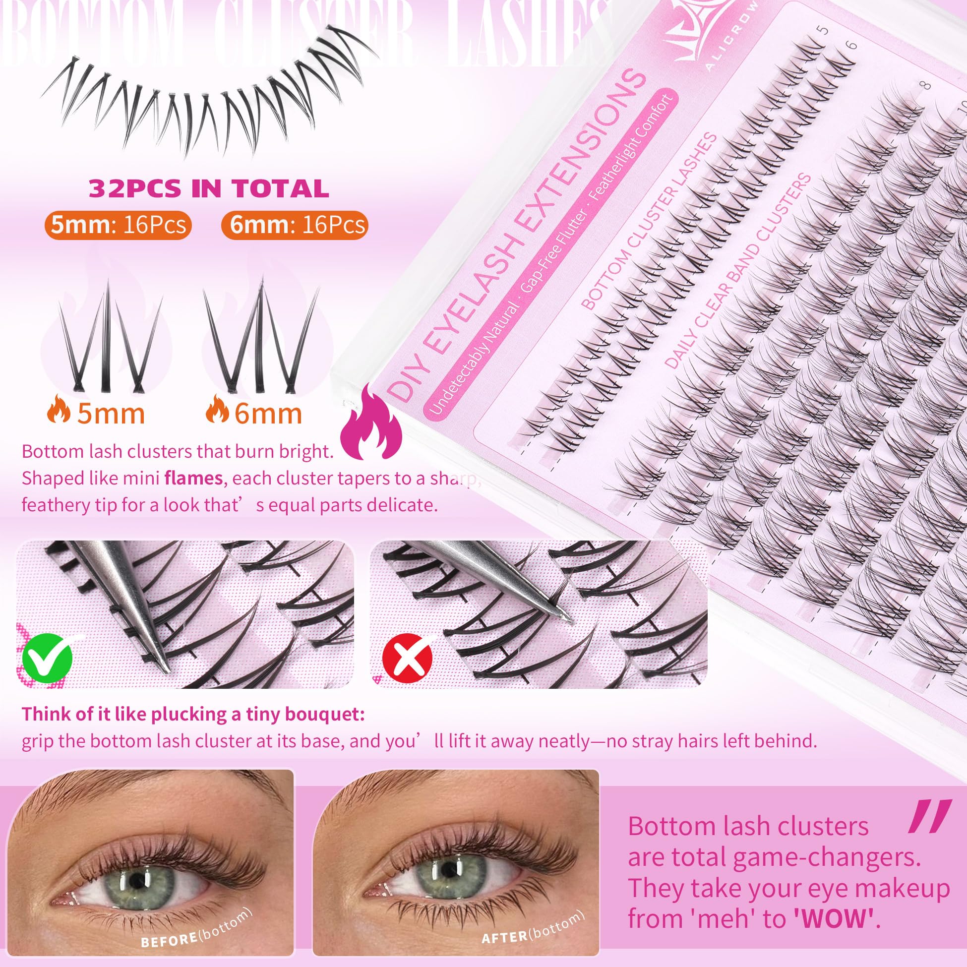 ALICROWN HAIR invisible-band lashes blend seamlessly with natural lash lines.