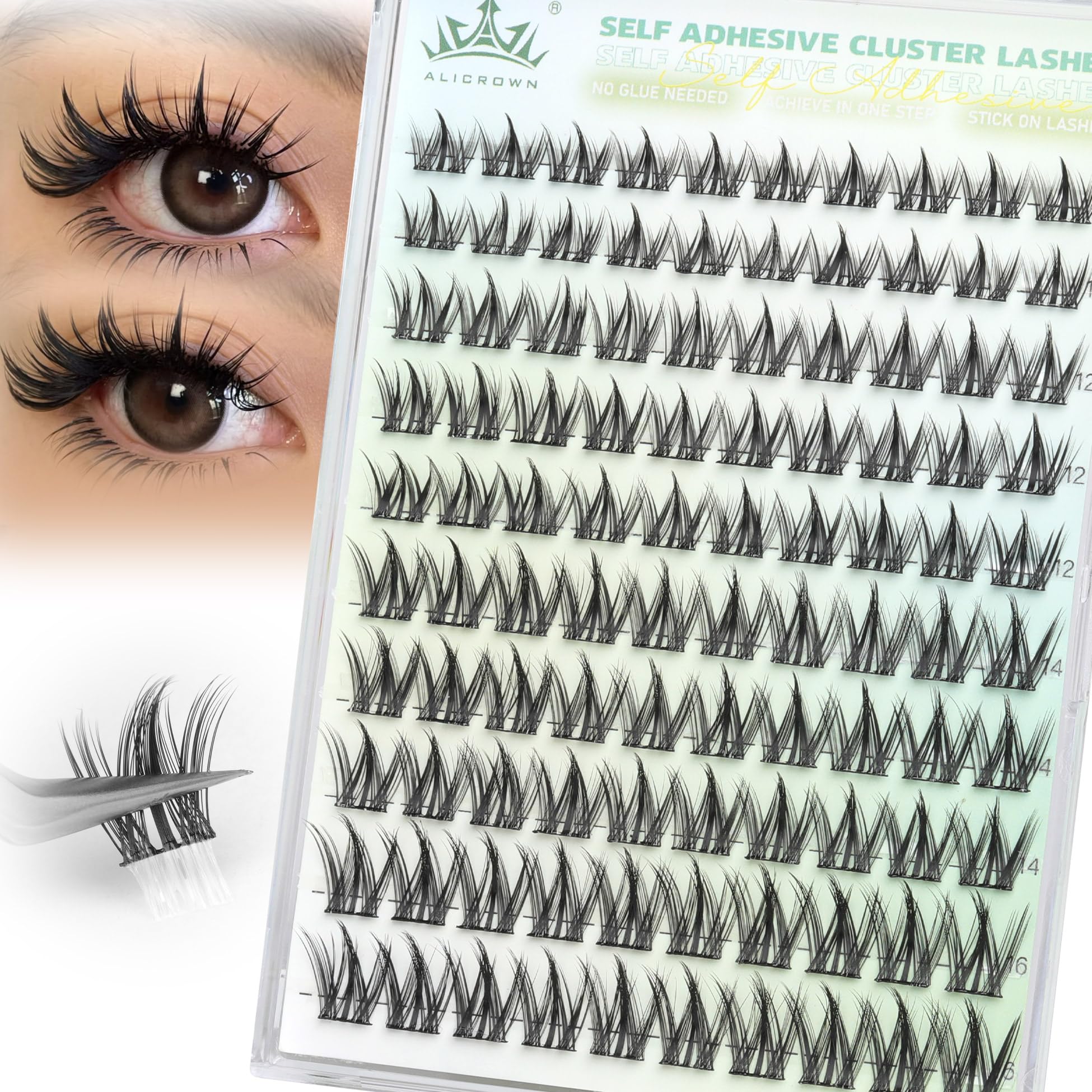ALICROWN HAIR manga lash clusters 10mm close-up for natural wispy lift.