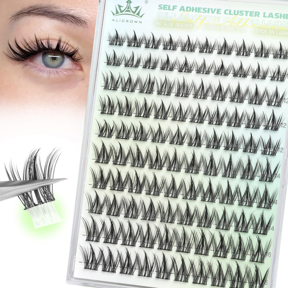 ALICROWN HAIR manga lash clusters 14mm close-up for layering versatility.