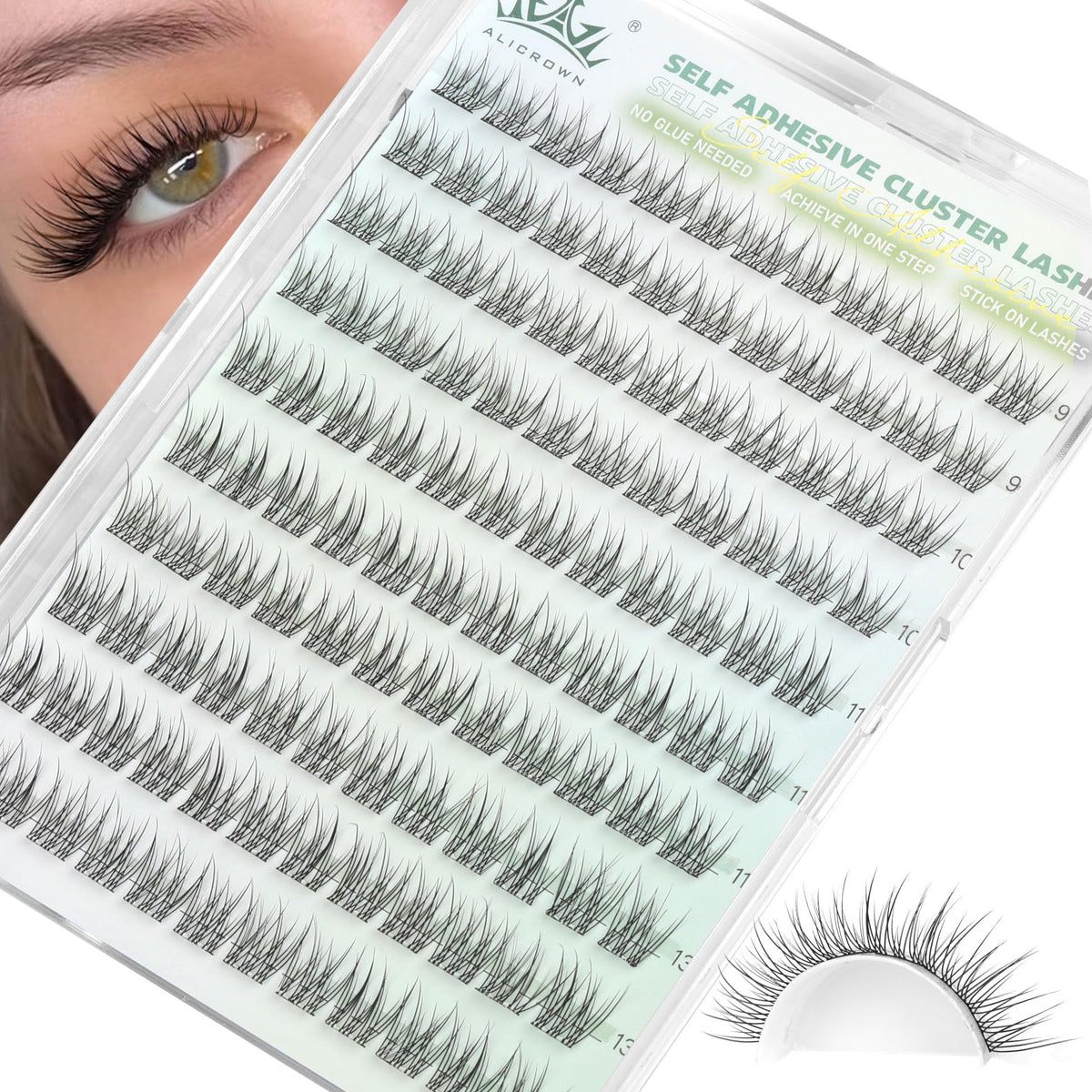 ALICROWN HAIR self-adhesive lash clusters tray for quick natural lift