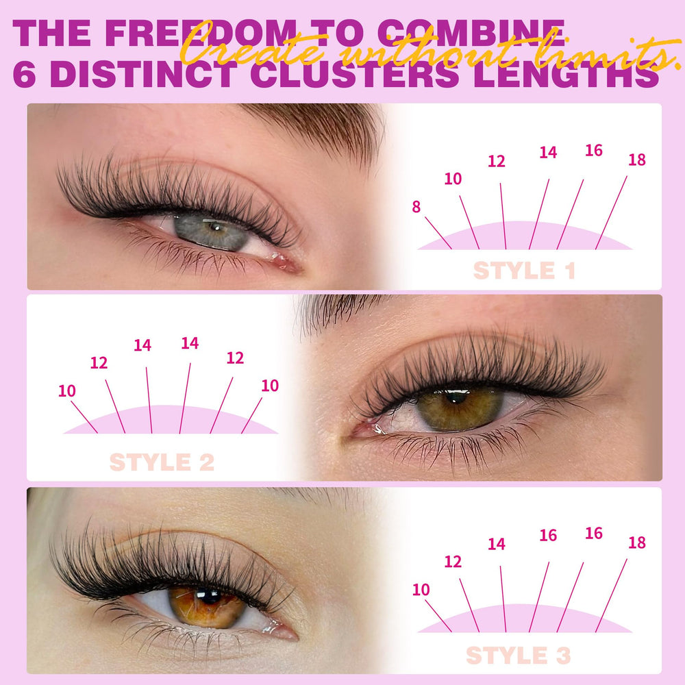 ALICROWN HAIR wispy cluster lashes with C-curly design frame a natural, flattering look.