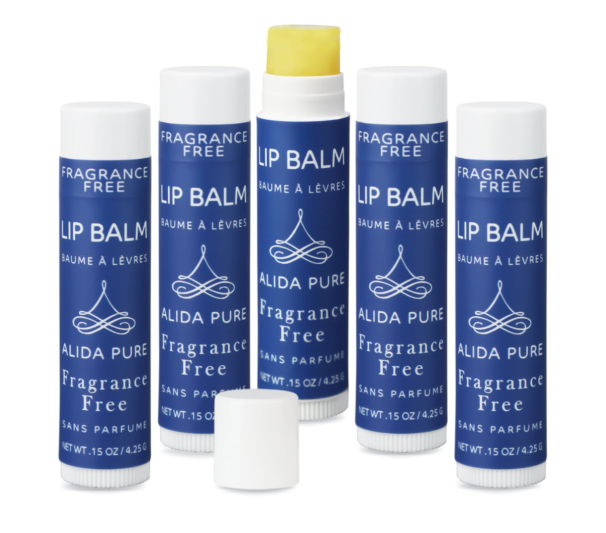 ALIDA PURE balsamo labial sin fragancia en set de 5 tubos para hidratación suave