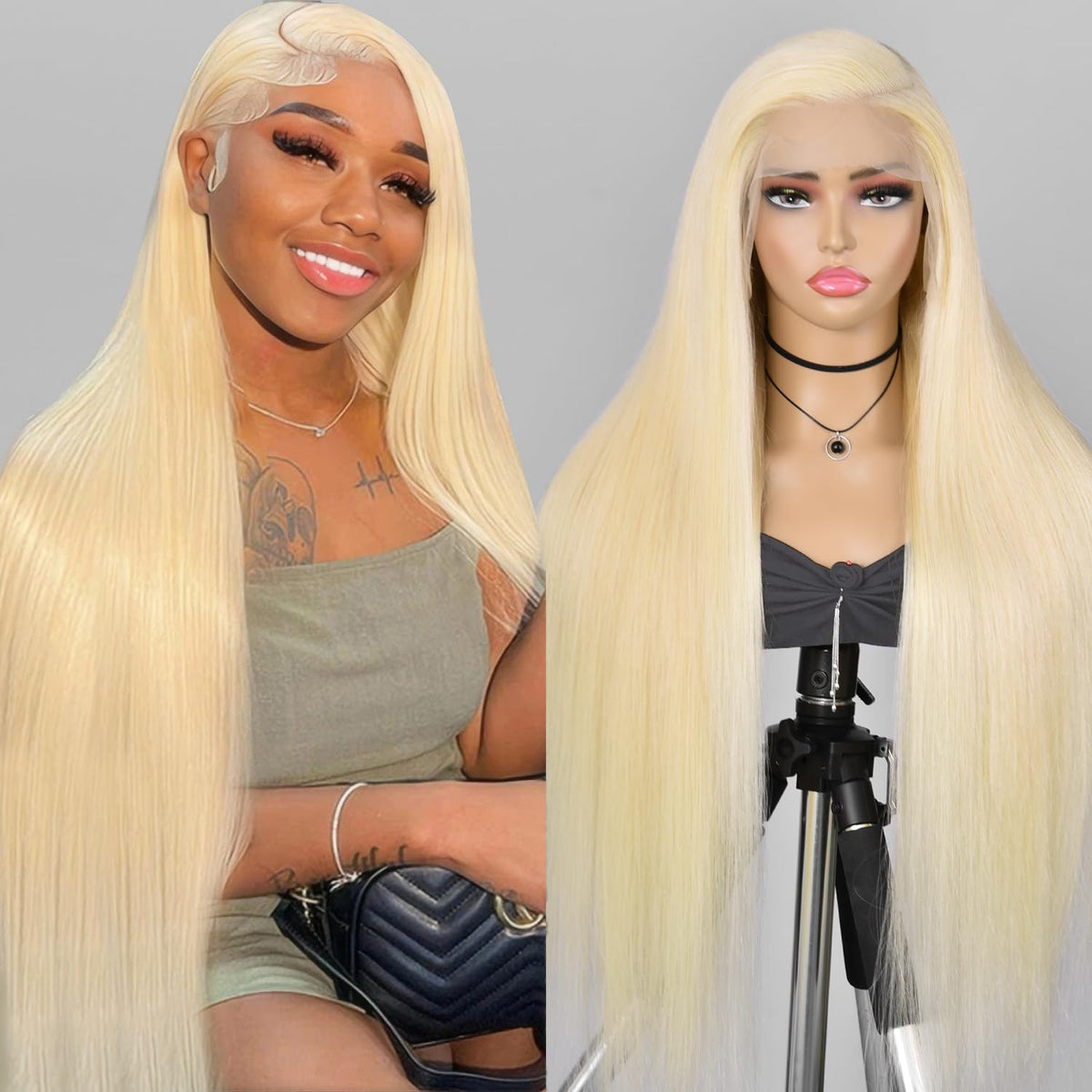 Alididi 30-inch 613 lace front wig in blonde, long straight hair for daily styling.