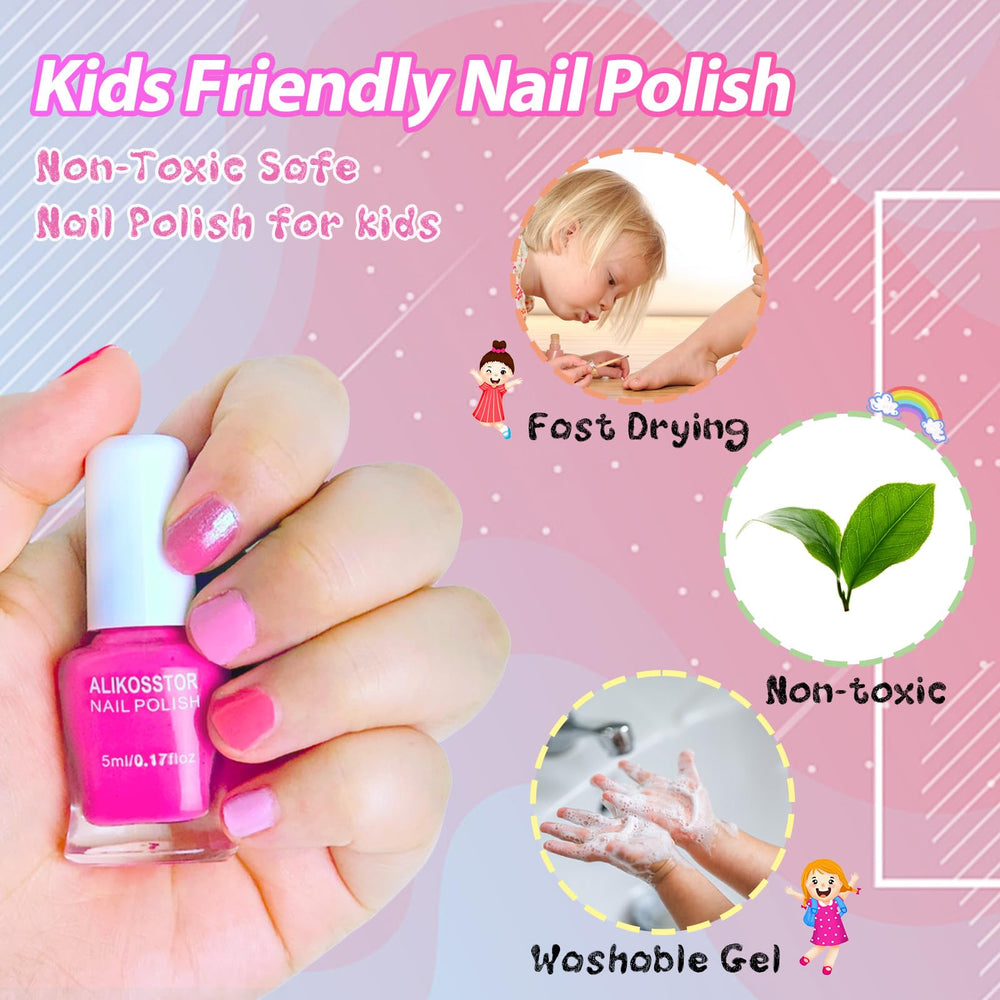 ALIKOSSTOR esmalte infantil no tóxico, seguridad para uñas pequeñas.