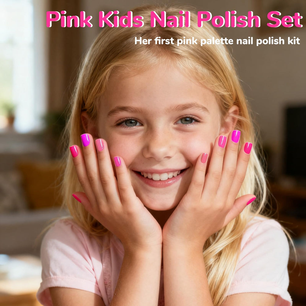 ALIKOSSTOR esmalte infantil rosa con pincel aplicador, fácil cobertura.