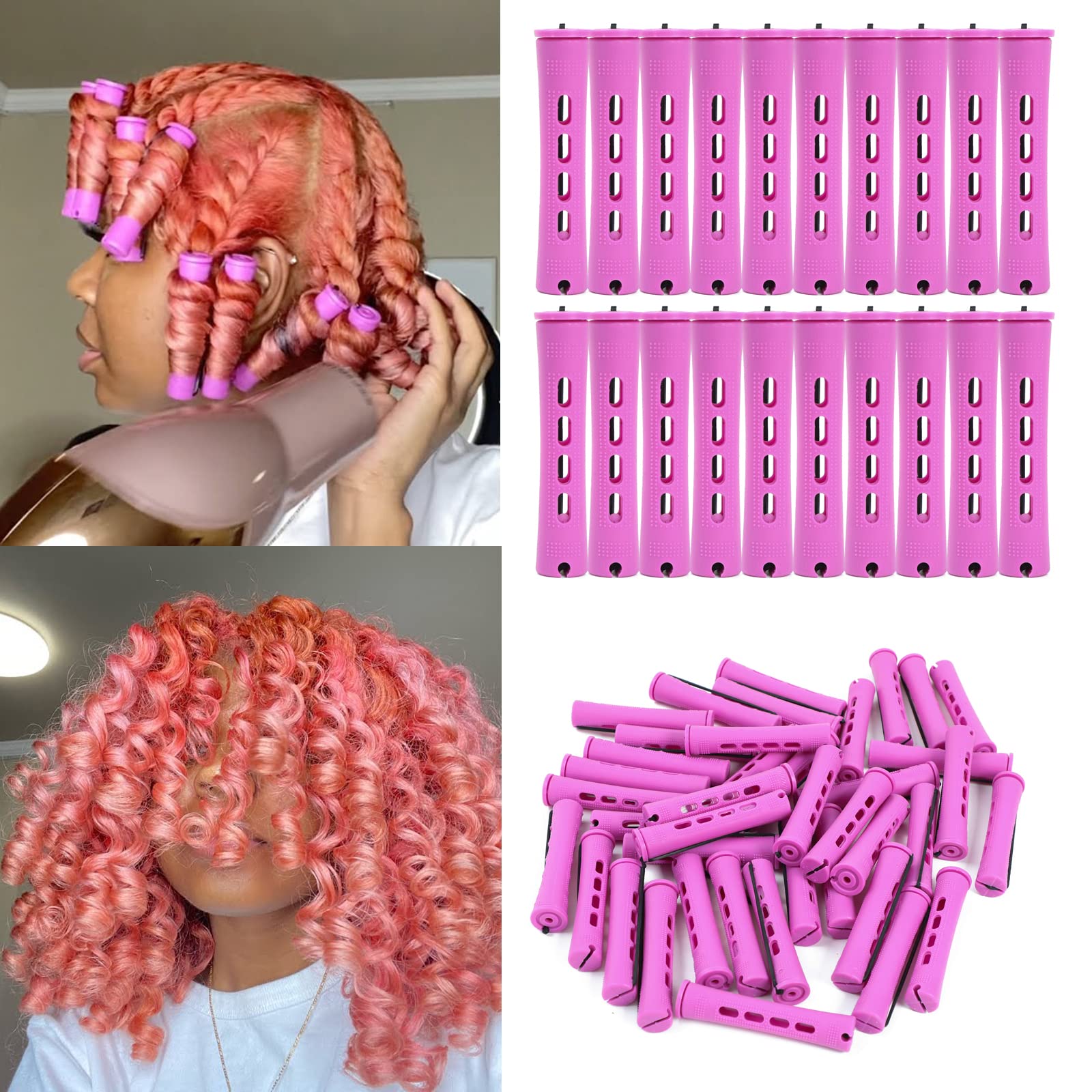 Alimiriam purple perm rod close-up for no-heat styling on natural hair.