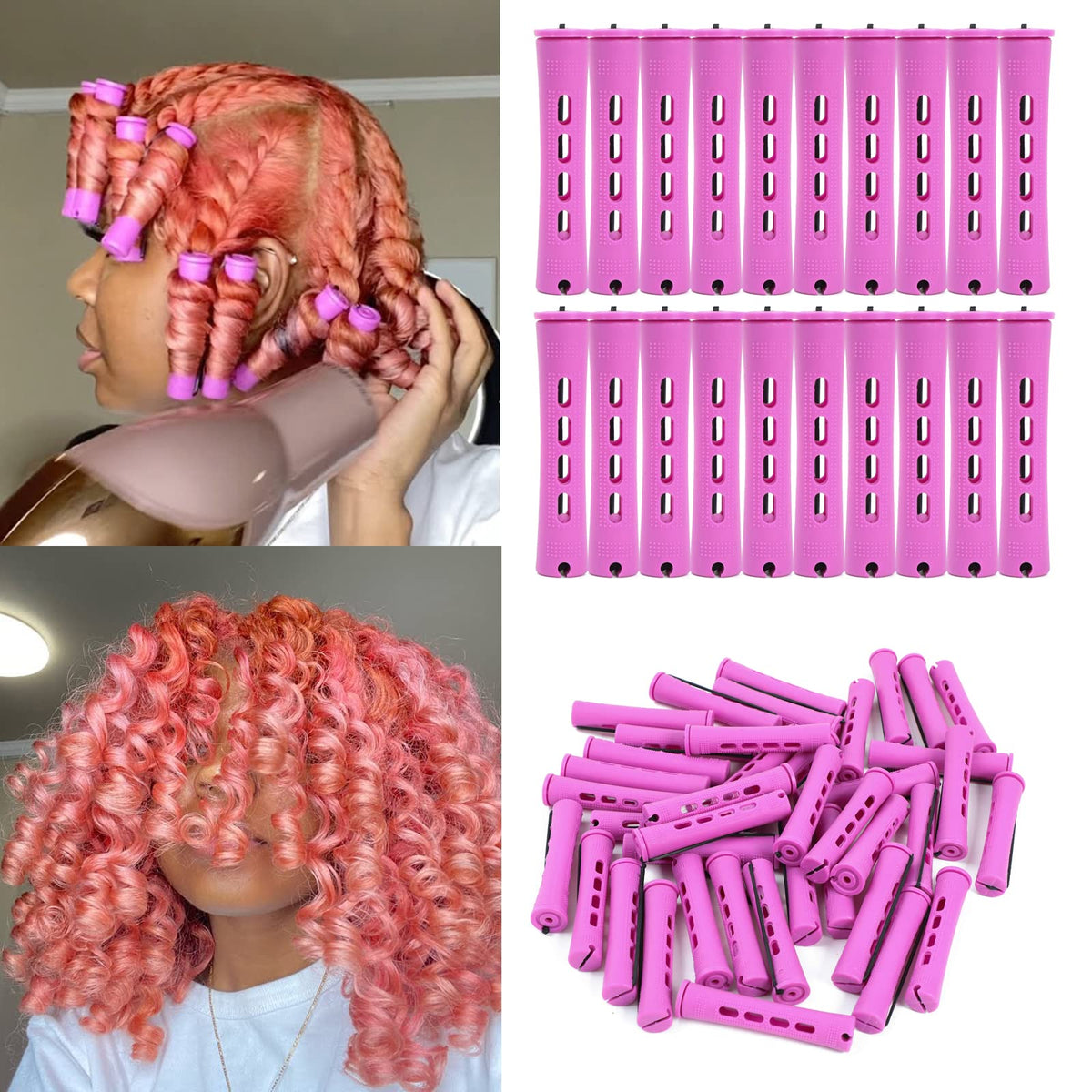 Alimiriam purple perm rod close-up for no-heat styling on natural hair.