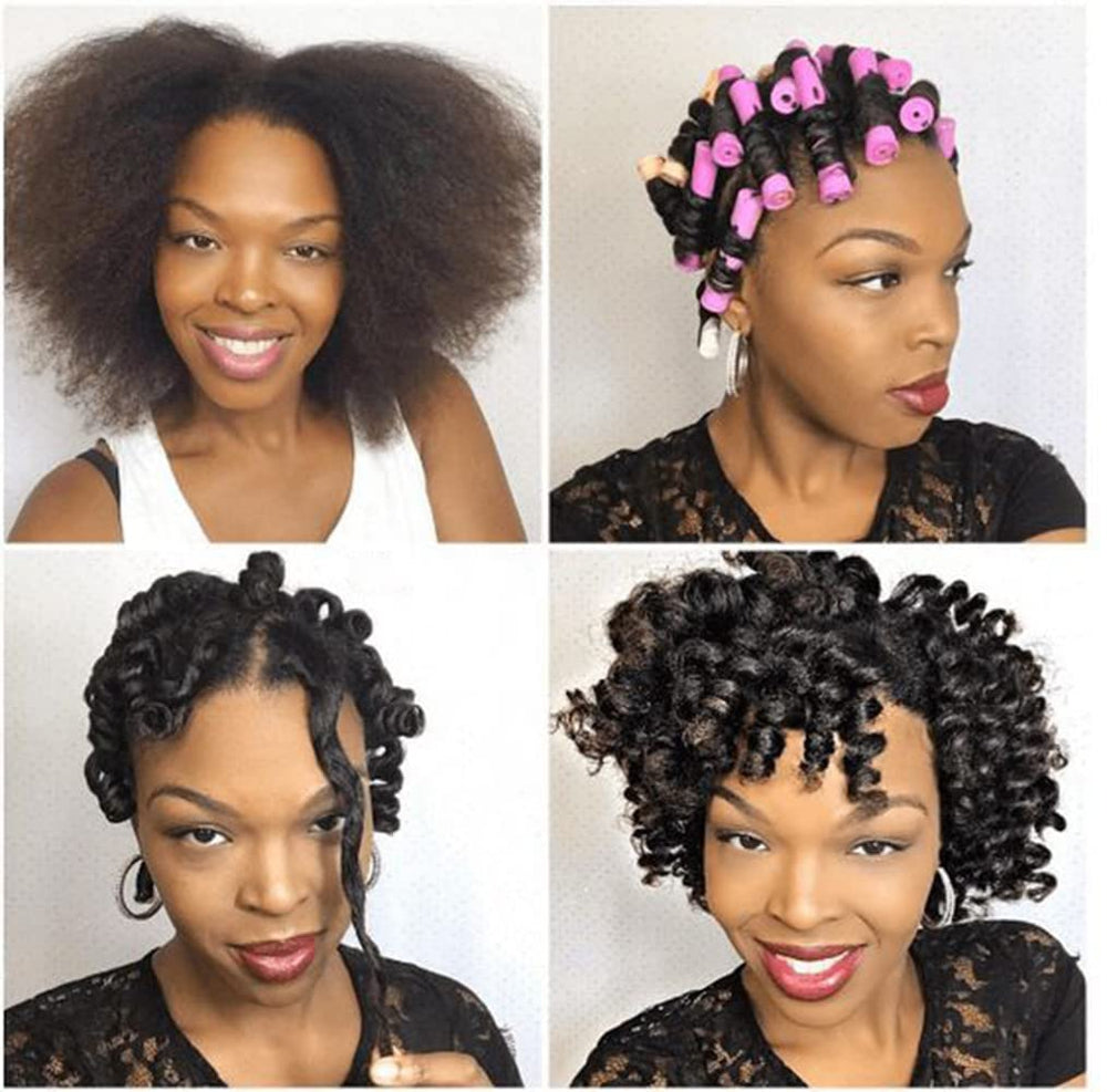 Alimiriam wrapped hair on a rod shows easy wrapping for even saturation.