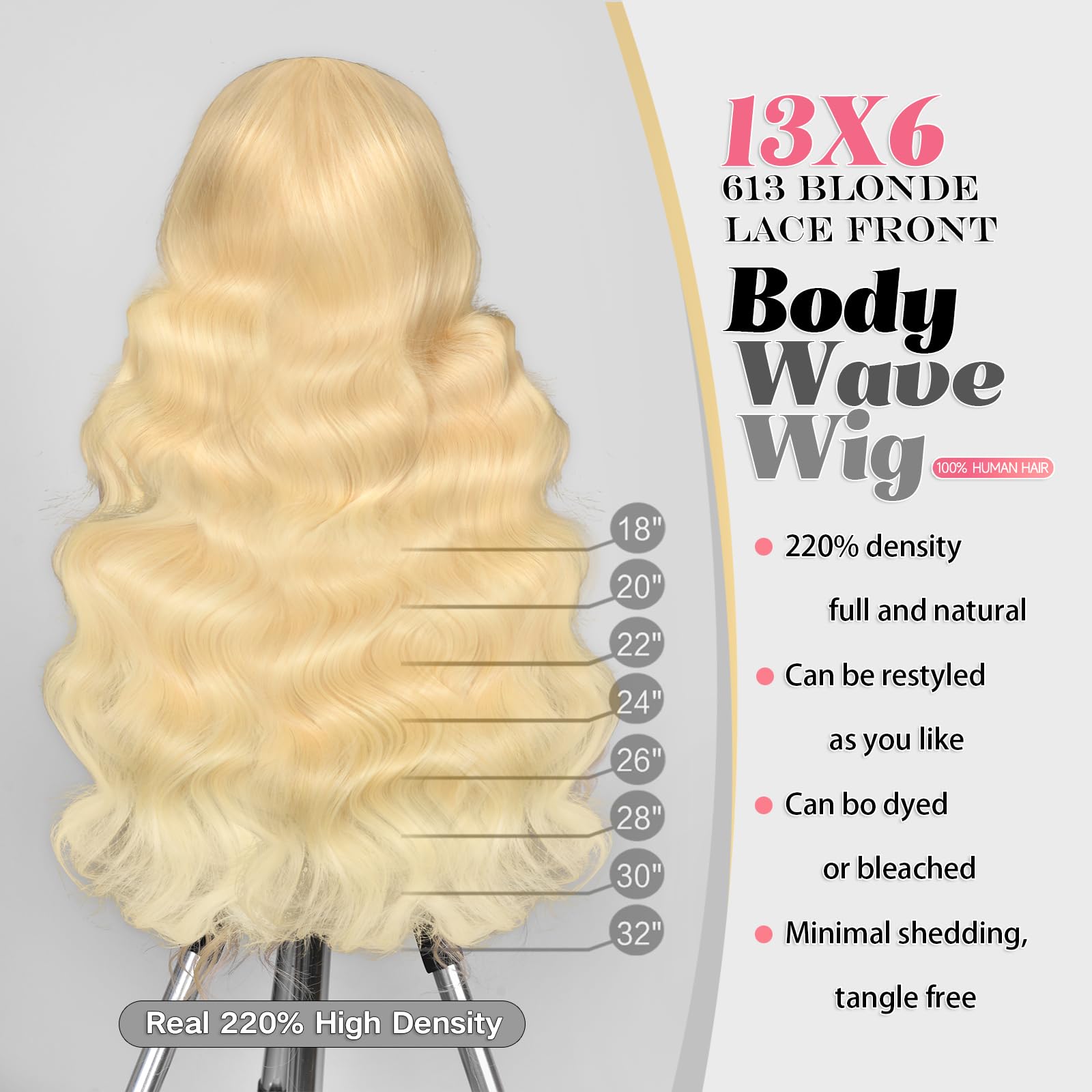 Alimubi Hair 613 lace front wig 200 density cap for natural fullness