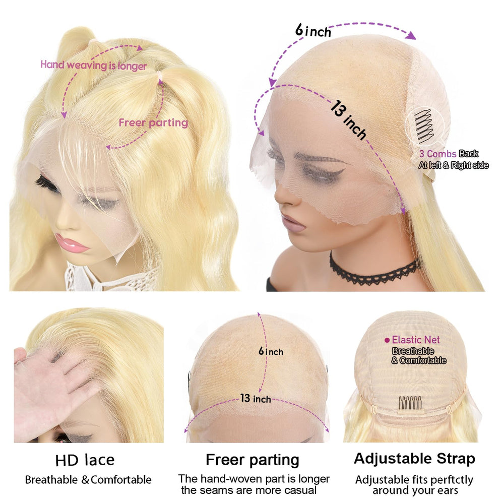 Alipeacock 613 lace-front wig with invisible HD lace for natural look.