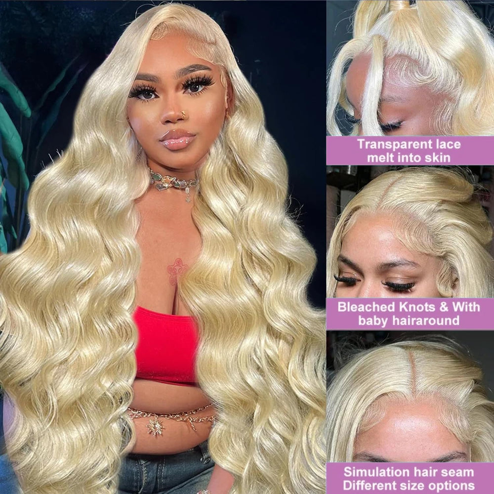 Alipeacock 613 blonde wig with pre-plucked hairline and baby hairs.
