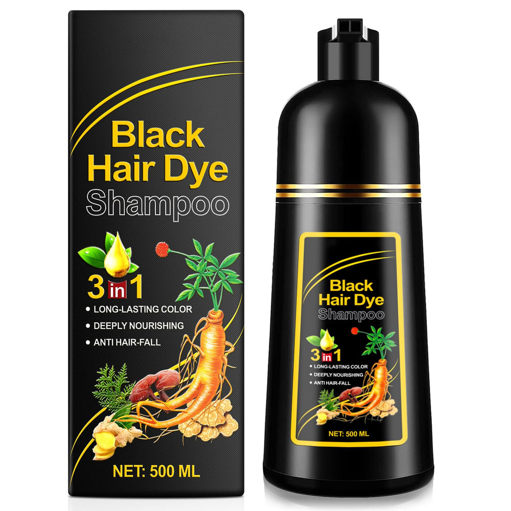 ALIVER Champú Tinte para Cabello Negro – botella de 500ml para coloración suave y uniforme.