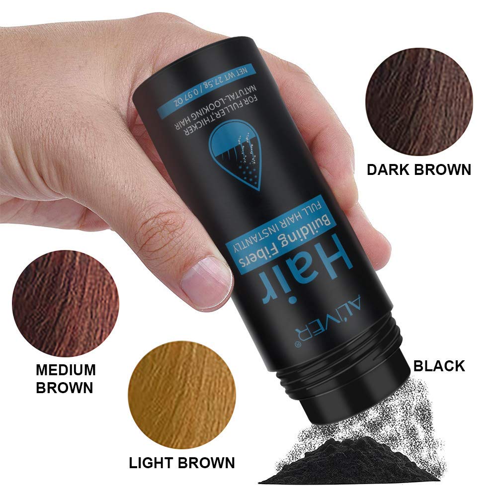 ALIVER fibras capilares efecto natural que se integra con el cabello real.