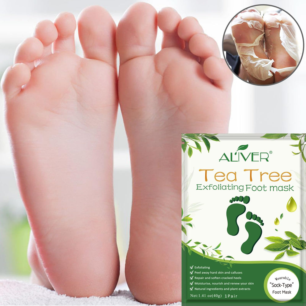 ALIVER mascarilla exfoliante para pies en formato calcetín, uso cómodo en casa.