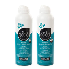 All Good Sport Sunscreen Spray front view in a 2-pack for reliable protection.