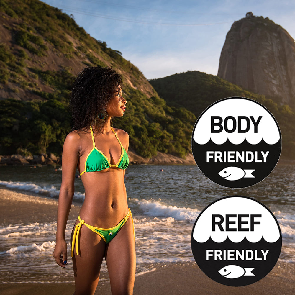 All Good Sport Sunscreen Spray packaging emphasizes reef-friendly, mineral protection.