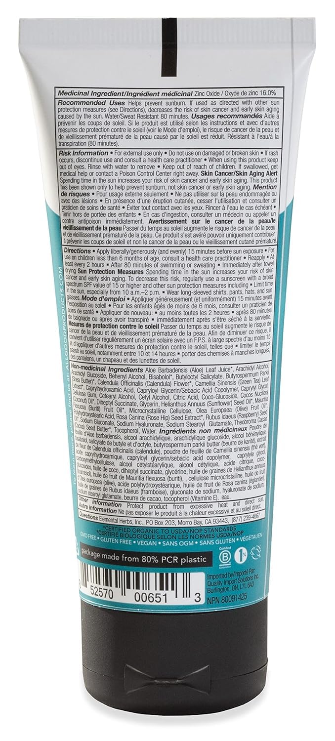 All Good Sunscreen Sport Mineral Loción Rostro: protección UVA/UVB sin irritar la piel.