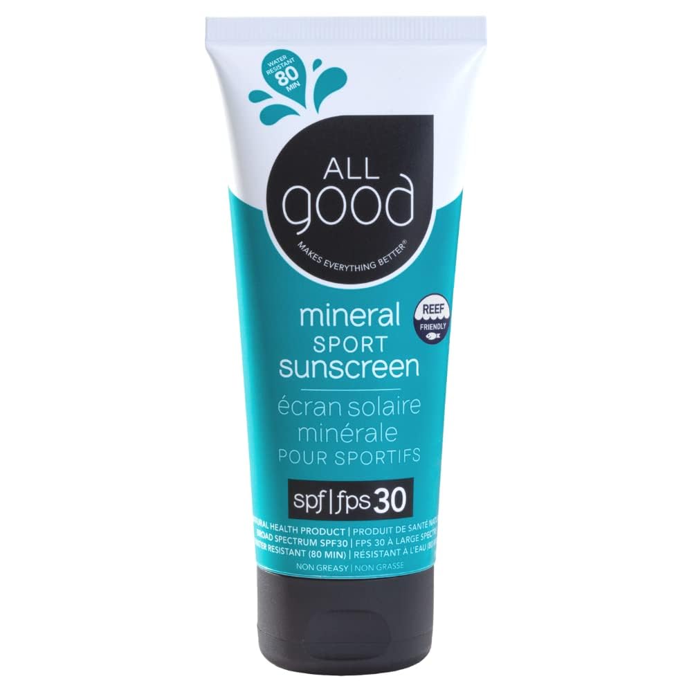 All Good Sunscreen Sport Mineral Loción: protección ligera para piel expuesta durante actividades.