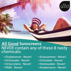 All Good Sunscreen Sport Mineral Loción: resistente al agua hasta 80 minutos para deportes.