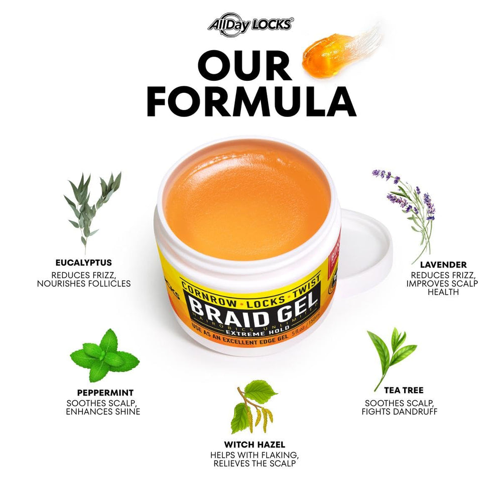 AllDay Locks Braid Gel with castor oil provides nourishment without heaviness