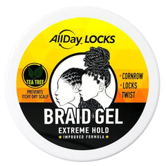 AllDay Locks Braid Gel Extreme Hold on shelf showing professional hold.
