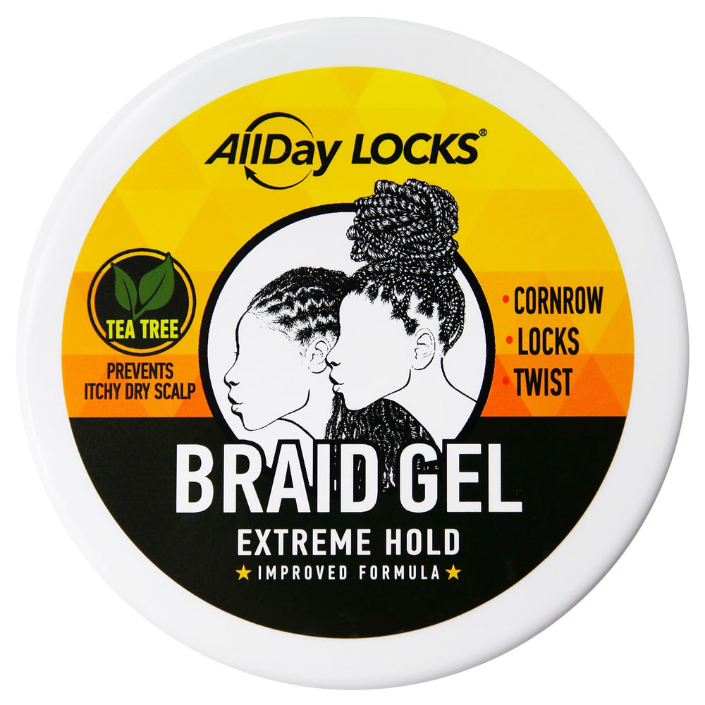 AllDay Locks Braid Gel being applied to hair sections for easy braiding