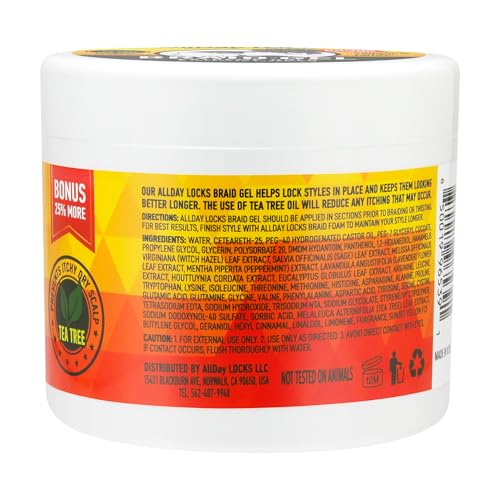 AllDay Locks gel brinda brillo suave y sujeción en peinados trenzados.