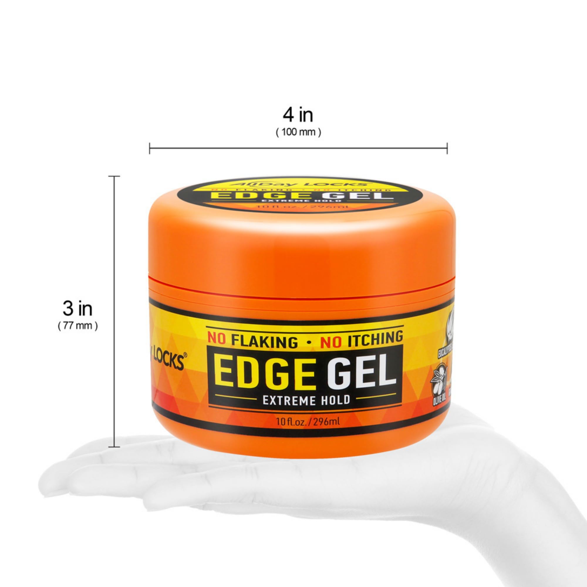 AllDay Locks Edge Gel acabado brillante y ligero para peinados duraderos.