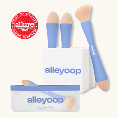 ALLEYOOP blending sponge close-up highlights soft, vegan bristles for smooth application.