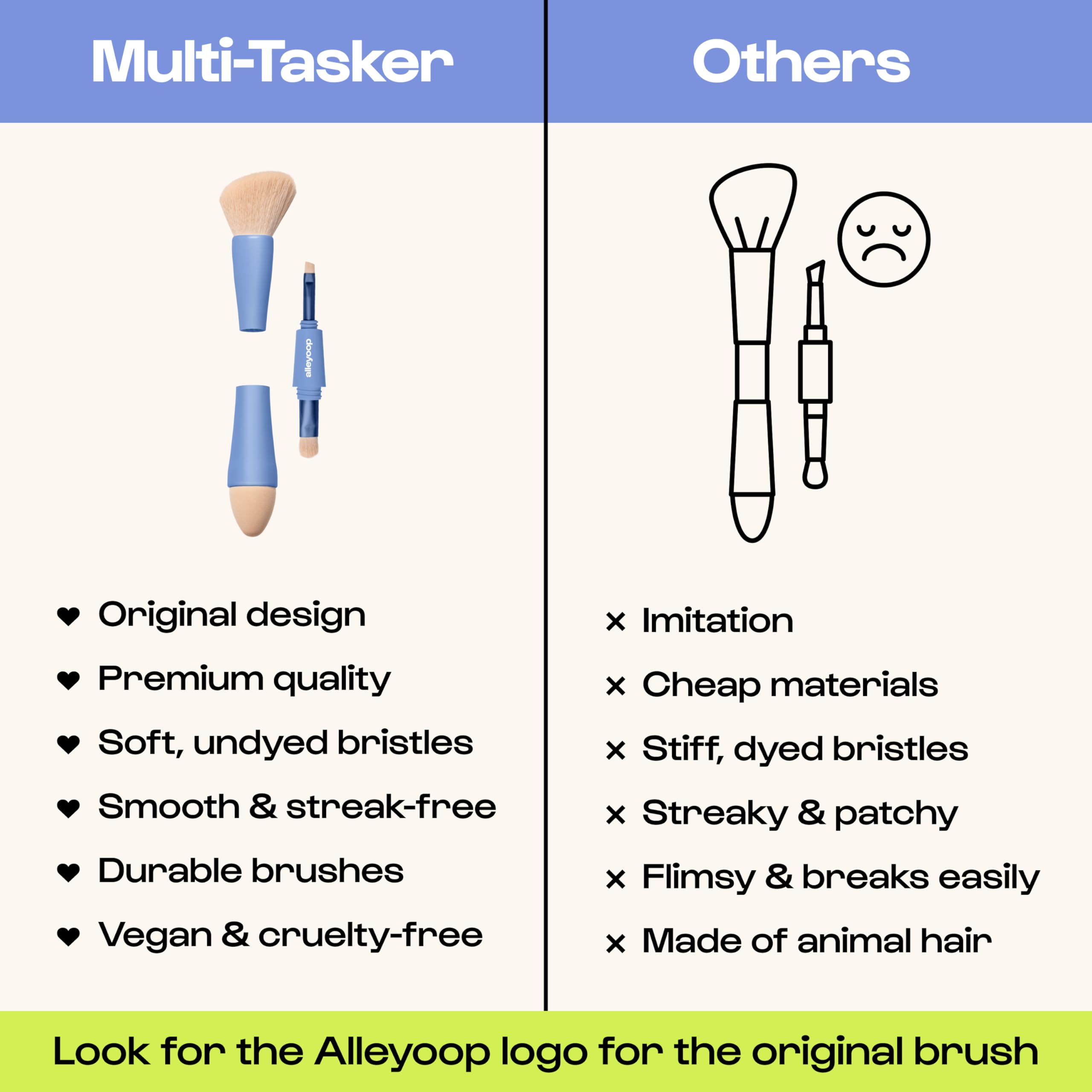 ALLEYOOP contour brush angled tip delivering precise definition.