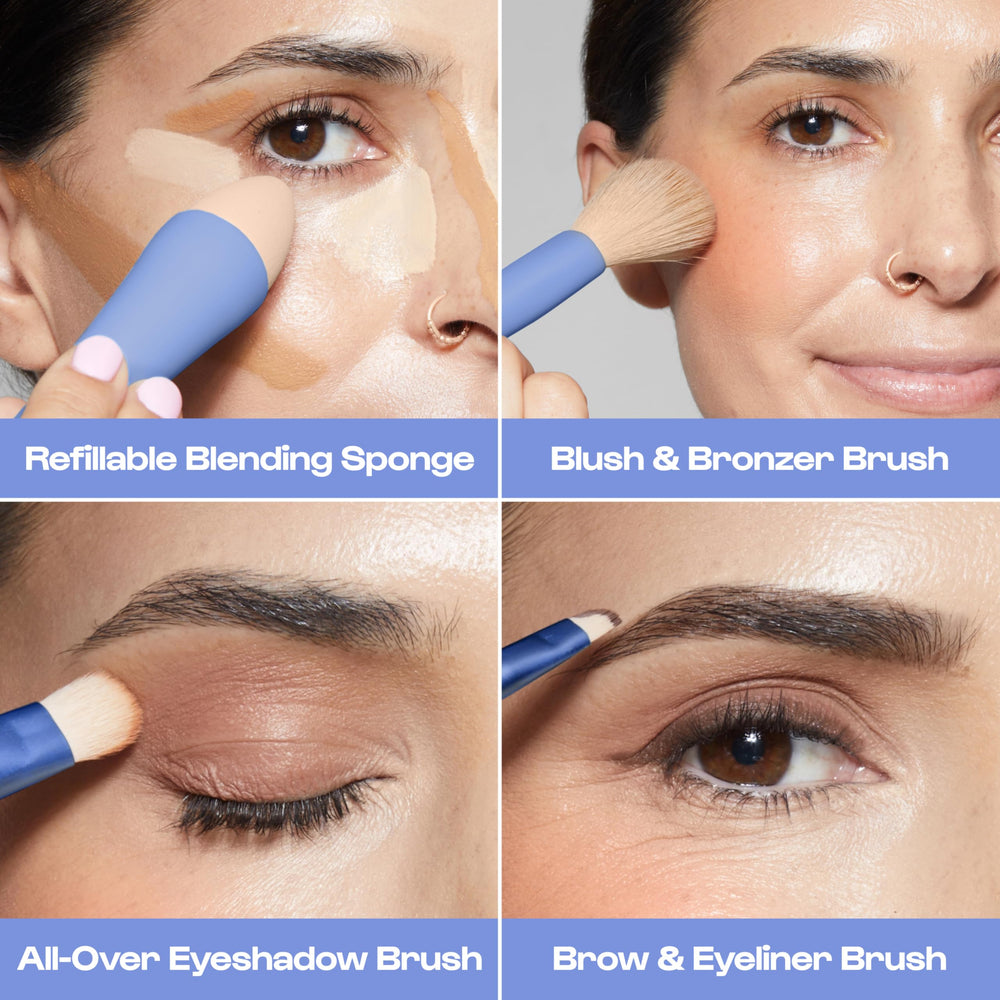 ALLEYOOP foundation brush-liquid application example on skin tones even coverage.