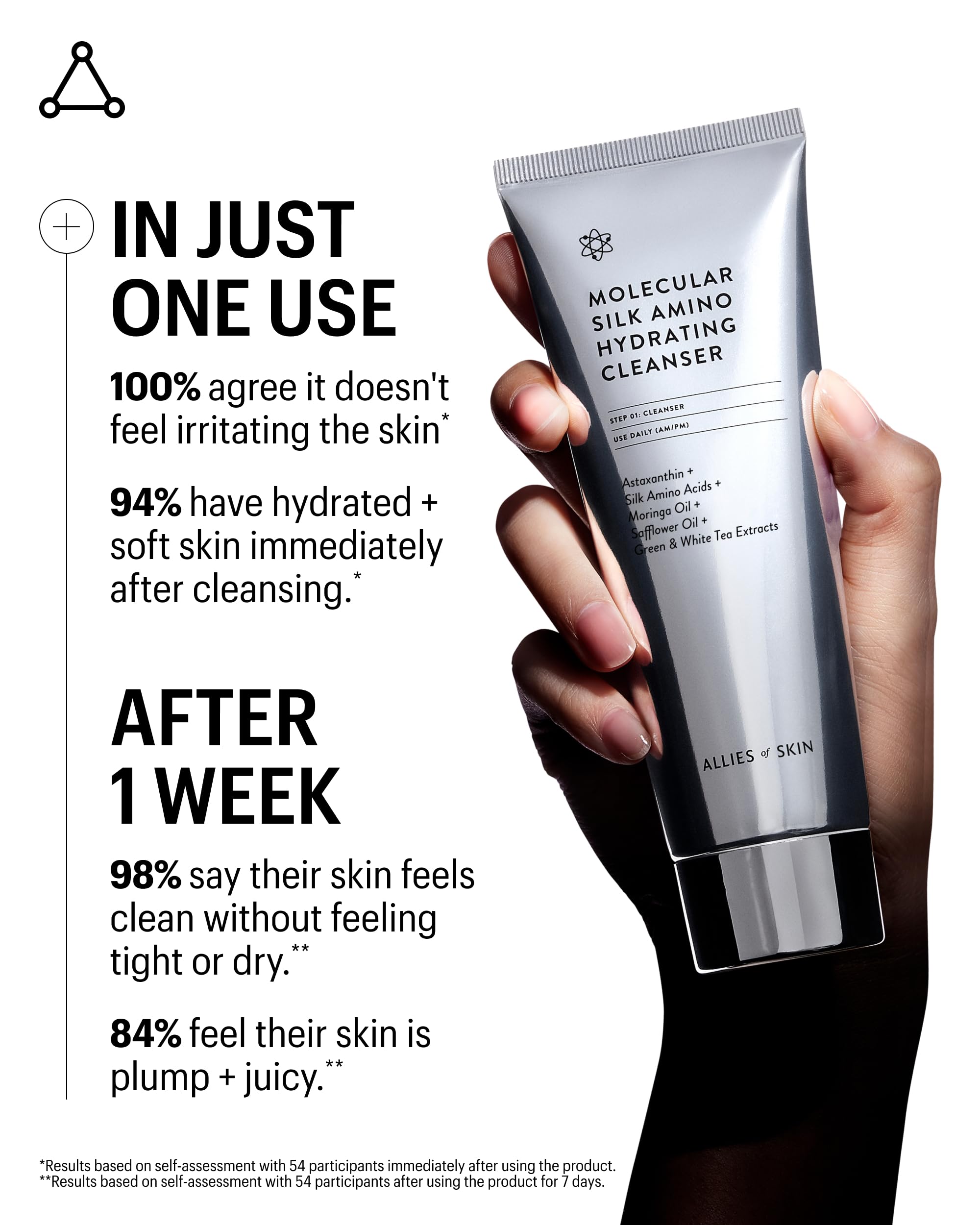 Close-up texture of silk amino acids in Allies of Skin cleanser