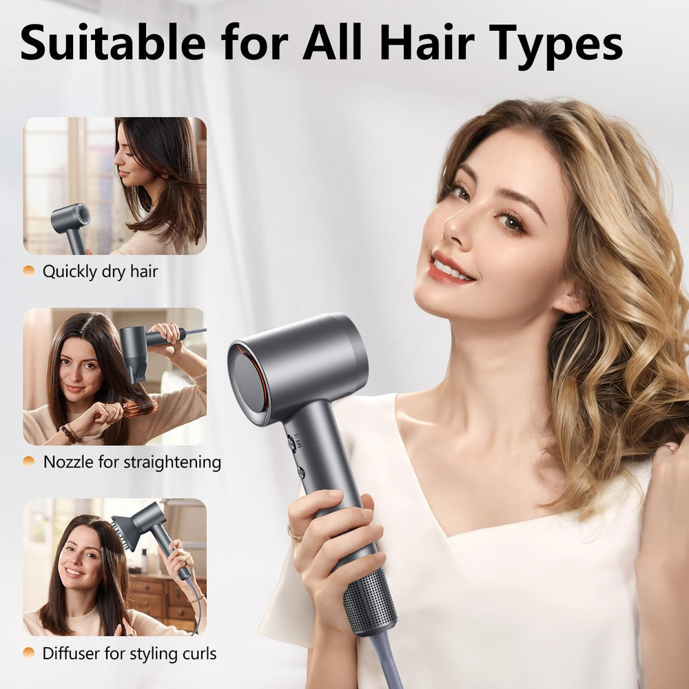 Alloom hair dryer kit includes diffuser and nozzle for home use