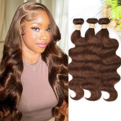 ALLRUN brown body wave 18inch bundle close-up reveals natural texture for seamless weave