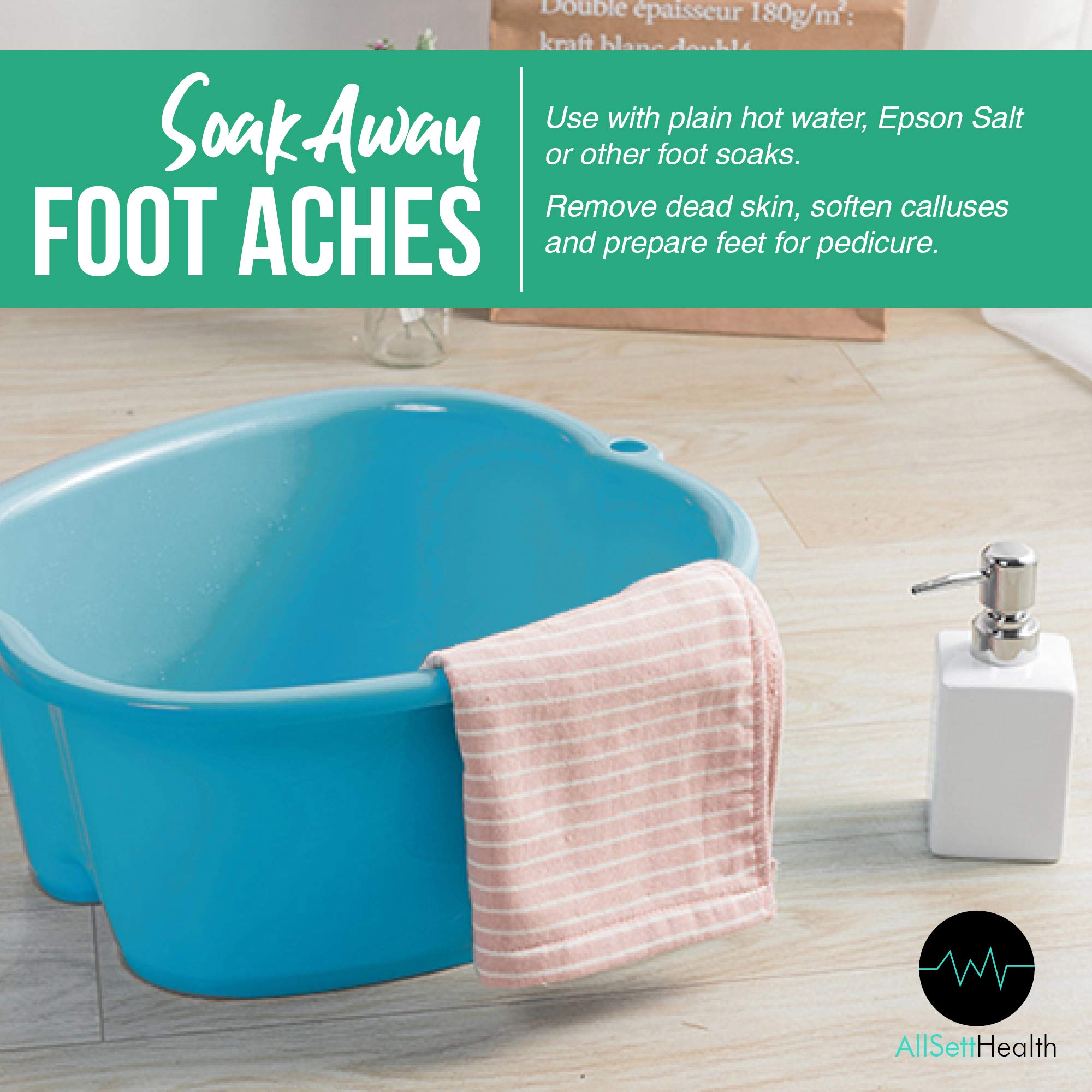 AllSett Health foot basin for pre-pedicure, blue, convenient soak